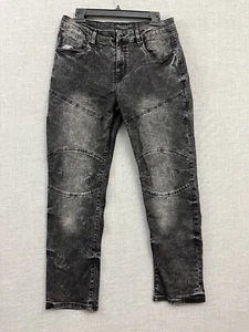 Marc Ecko Jeans Mens 34x30 Black Denim Stretch Moto Bike Double Knee Stretch - Picture 1 of 14