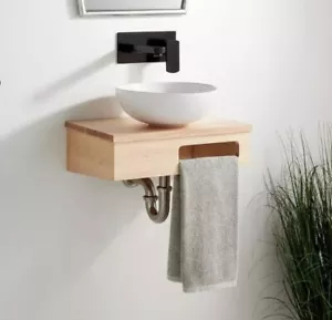 Signature Hardware Nadiya 18" Wandmontage Waschtisch Set, unvollendeter Ahorn - Bild 1 von 2