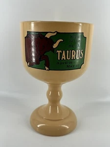 Vtg 1970s Zodiac Bull Taurus Glass Goblet 8”  - Picture 1 of 11