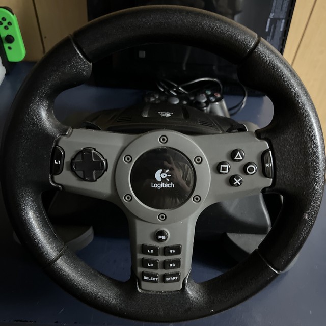 Logitech PS2 PS1 PlayStation 2 Racing Steering Wheel & Pedal NASCAR Tested  Works