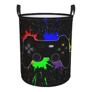 62l Round Laundry Hamper Game Joystick Storage Basket Waterproof Coating Organiz - Picture 1 of 8
