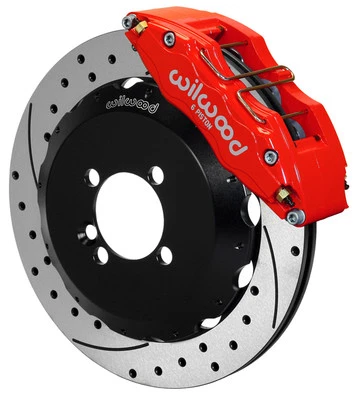 WILWOOD DISC BRAKE KIT,FRONT,MINI-COOPER,13" DRILLED ROTORS,6 PISTON RED CALIPER - Image 1 of 3
