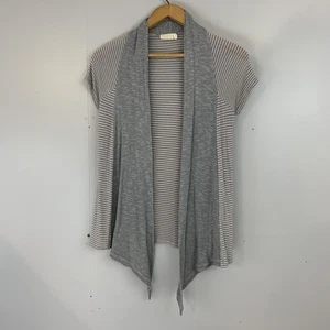 Women's Pins And Needles Gray Striped Open Front Long Tail Cardigan Sweater XS - Picture 1 of 5