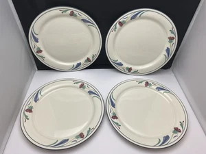 Lenox Chinastone Poppies on Blue Dinner Plates 10 3/4” Lot of 4 - Picture 1 of 19