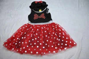 Disney Dress Girls Small Minnie Mouse Polka Dot Bow Tulle Hooded Costume - Picture 1 of 9