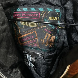 Women’s Vintage Ellen Tracy  Skiing Passport Travel Stamp Floral Jacket Size L - Picture 1 of 9