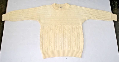 Suéter de Lana Vintage Saint Clair Talla S/M Años 60 Crema Tejido con Cable Cruzado Hecho en Francia Foto 1 de 4