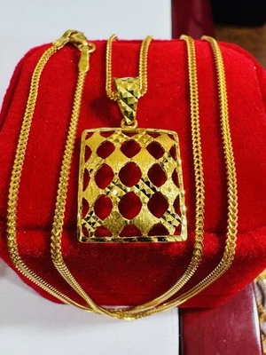 22K 916 22CT Fine Real Genuine Gold 20” inch Rectangle Necklace 6.7g 1.5mm - Image 1 of 4