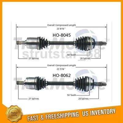 Eje TrakMotive CV 2 piezas delantero izquierdo delantero derecho para Honda Accord 1990-1993 Foto 1 de 3