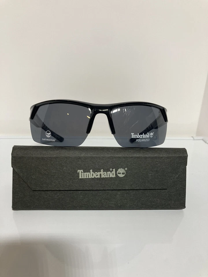 NUEVO EN CAJA Gafas de sol Timberland polarizadas TB9193 01D negras envolventes semi-sin montura Foto 1 de 4
