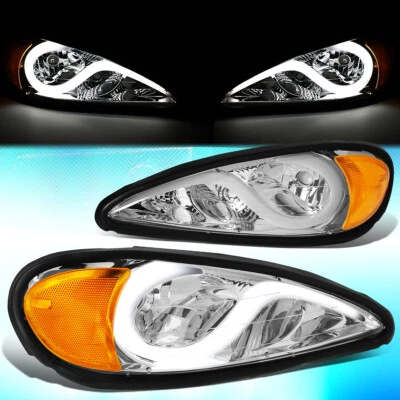PARA PONTIAC GRAND AM 1999-2005 LED DRL FAROS LÁMPARAS CARCASA CROMADA LADO ÁMBAR Foto 1 de 4