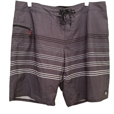 Reef Board Shorts Para Hombres 40 Gris Rayas Corbata Cintura Surf Cremallera Bolsillo Traje de Baño Foto 1 de 4