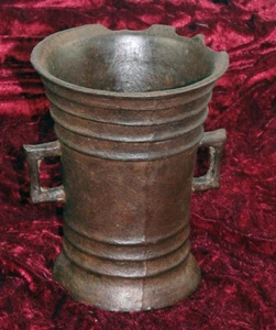 ORIGINAL GOTISCHER BECHERMÖRSER EISEN SÜDDEUTSCH ECKIGE HANDHABEN 15. JH. - Picture 1 of 7