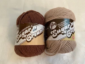 NWT Vintage Lot of 2 SUGAR 'N CREAM Warm Brown & Jute Lily 100% Cotton Worsted - Picture 1 of 4