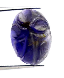 5.60 Ct Natural Iolite Purple Color Carving/ Craved Leaf Loose Gemstone - Picture 1 of 8