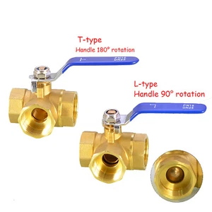 Válvula de bola de latón Tee BSP 4/1" - 1" largo palanca válvulas de bola combustible aire agua PN16 - Imagen 1 de 12
