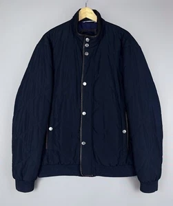 Stunning Men's PAUL & SHARK Leather Trimmed Quilted Bomber Jacket Navy Size XXL - Picture 1 of 21