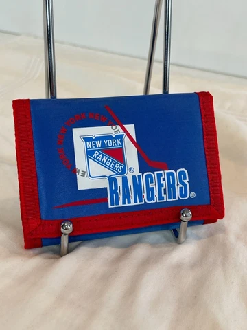 VTG 1993 New York Rangers Blue & Red w/Logo Nylon Tri-Fold Wallet 90s NHL Hockey Cover