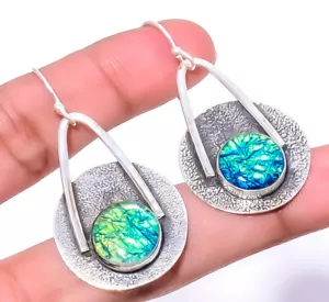 Triplet Fire Opal 925 Sterling Silver Earring 1.95" E7317-57 - Picture 1 of 1