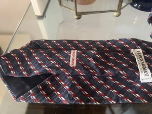 🔴 GIORGIO ARMANI cravatta uomo seta pura strisce trasversali blu rosse bianche - Imagen 1 de 7