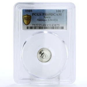Spain 100 pesetas Discovery of America Palenque PR69 PCGS silver coin 1989 - Picture 1 of 2