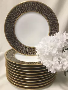 (11)Chas Haviland Limoges Incrustation Polie a l'agate Cobalt 10.3" DINNER PLATE - Picture 1 of 9