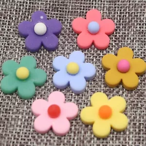 20 Mixed Color Flatback Resin 5-Petal Flower Cabochons 25mm Flatback Charms - Picture 1 of 5