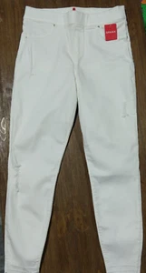 Spanx Distressed Skinny Jeans Raw Hem White Denim Womens Size Large NWT MSRP$128 - Picture 1 of 7