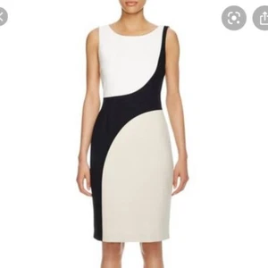 Neu Boss Hugo Boss Dikrysa Color Block weiß, schwarz & hellbraun Etuikleid Größe 8 - Bild 1 von 8