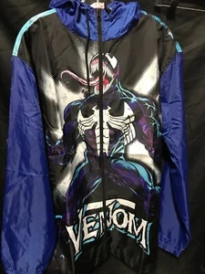 Marvel Spiderman Venom Graphic Hooded Full Zip Windbreak Light Jacket Men L, XL - Picture 1 of 5