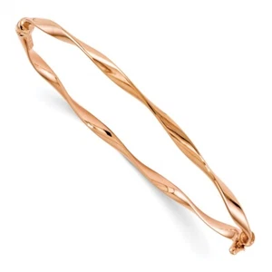 Brazalete real con bisagras retorcidas pulido oro rosa de 14 quilates - Imagen 1 de 4