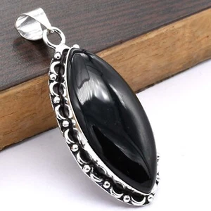 Colgante De Joyería Étnica Hecho A Mano De Ónix Negro 1.1" P 1963 - Imagen 1 de 5