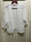 Chicos' Women's Knit Open Front Cardigan 3/4 Sleeve Shell Coverup White Size 3