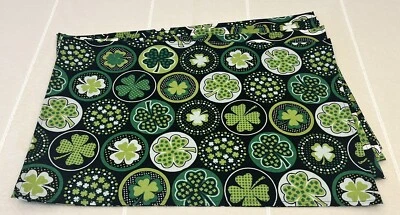 St. Patrick’s Day Placemats Green White Black Circle Shamrocks Set of 4 - Image 1 of 4