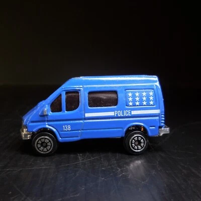 N9027 Veicolo Polizia Macchina Miniatura Furgone Metallo Plastica Blu Bianco - Immagine 1 di 4