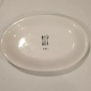 Plato ovalado de comida Rae Dunn Icono con tenedor, cuchillo y cuchara colección artesanal - Imagen 1 de 4