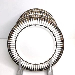 4 Salad Plates Grace Teaware Black, Gray and Gold Geometric Design 8" n… - Picture 1 of 4