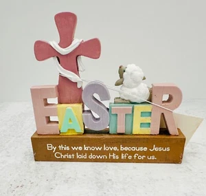Easter Cross Inspirational Resin Tiered Tray Table Home Mantle Decor 5"x4.5" - Picture 1 of 1