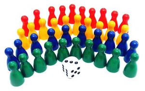 Vintage 12 x Kunststoff farbige Bauern 23,6 mm (0,93") 1 weitere Spielwürfel Portugal - Bild 1 von 3