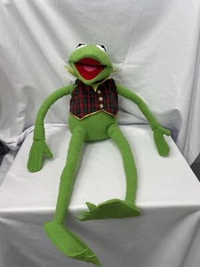 Jim Henson Muppets 24" Kermit The Frog With Plaid Vest Bowtie Vintage 80’s - Picture 1 of 13