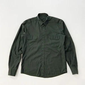 Z Zegna Herren Army Green Button Up Shirt Military Shoulder 41/16 Large L - Bild 1 von 8