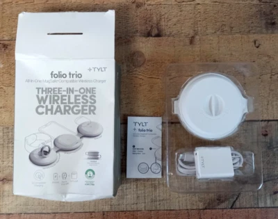 TYLT Folio Trio 3 In 1 MagSafe Compatible 15W White 3 Platform Wireless Charger - Image 1 of 4