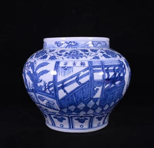 Exquisite Collection Yuan Dynasty Blue and White Jinxiang Pavilion Figure Patter - Picture 1 of 10