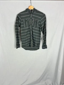 Quicksilver, Boy's Grey Stripe Hooded Long Sleeve Shirt Top, Size 12-14 Y - Used - Picture 1 of 5