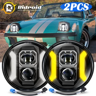 Par de faros proyectores LED redondos de 7 pulgadas Turn&DRL para Porsche 944 1983-1991 Foto 1 de 4