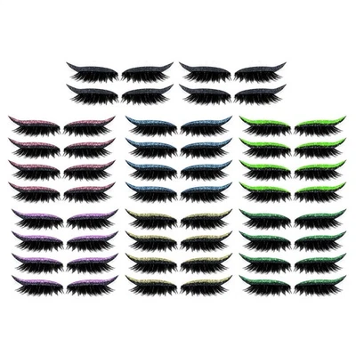 4Pairs Reusable Eyeliner Sticker w/Eyelashes False Eyelashes Glitter Eye Shadow - Image 1 of 4
