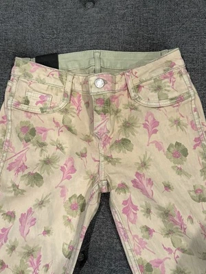 BLEULAB 8 Pocket Print Reversible Skinny Jeans. Size 26 Floral / Sage Green - Image 1 of 4