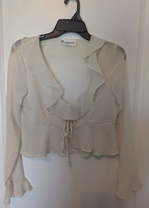 Elegant Cream Chiffon blouse with Tie Closure  - Picture 1 of 1