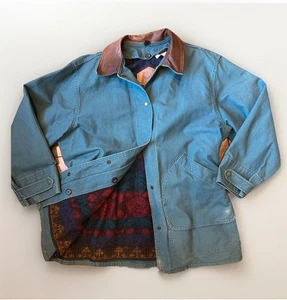 VTG Woolrich Field Barn Chore Jacket Teal Blue Aztec Navajo Blanket Lined MEDIUM - Picture 1 of 18