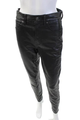 Veronica Beard Jeans Womens High Rise Faux Leather Debbie Skinny Jeans Black 27 - Image 1 of 4